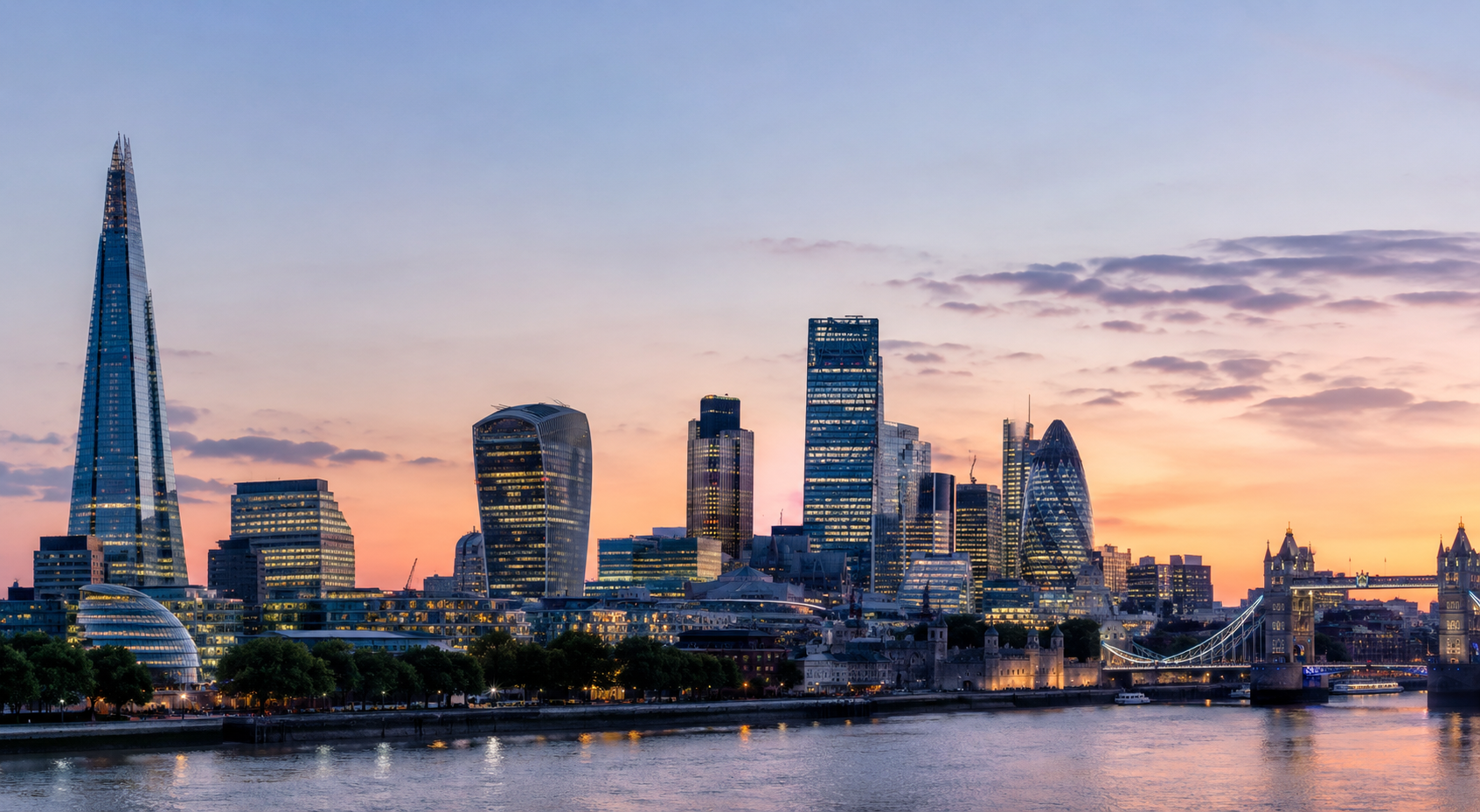 London skyline at dusk