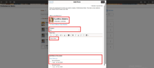 Fluid Performance Notes in PeopleSoft HCM PUM 52 - Fig 5: Add Notes with data selected