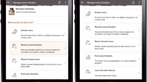 Fig 1 Manage Leave Donation Mobile Page