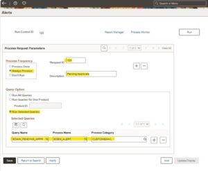 Fig 1.12 Setting up the Details to Run the Alert