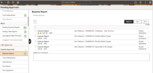 Fig 1.4 Fluid Expenses WorkCenter – My Approvals Section