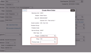 Fig 1.4 PeopleSoft ALM – Creating a Proper Work Order with Project Shop & Priority