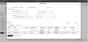 Rapid Calculation in Global Payroll - PeopleSoft HCM Image 51 - Fig 1.6 Payee Status Page for Calculation Results