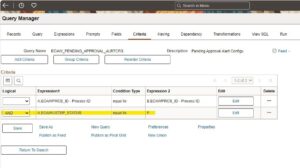 Fig 1.6 Setting the Criteria - to fetch pending approvals