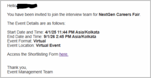 Fig 11: Interview invitation