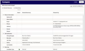 Enhanced Candidate Duplicate Check in Oracle Redwood | VBS Upgrade - Fig 5: Compare Candidates