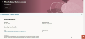 Noncatalog Course Request in Oracle Learning Cloud -- Fig_1.3 Request Status Page
