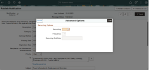 HCM PUM 53 - Notification Publisher Enhancements Fig 1.3 Setting up Recurrences if needed