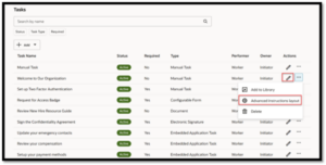 How the Advanced Instructions Layout Configuration Transforms Journey Task Notes in Oracle HCM 25C Fig 1: Accessing the Action Menu on Journey Tasks