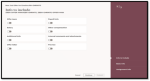 How to Create a Job Offer in Oracle Recruiting Cloud 25C Redwood Experience Fig 1: Info to Include Section in Offer Page
