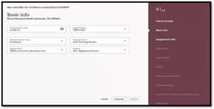How to Create a Job Offer in Oracle Recruiting Cloud 25C Redwood Experience Fig 2: Basic Info Section in Offer Page 