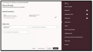 How to Create a Job Offer in Oracle Recruiting Cloud 25C Redwood Experience Fig 5: Payroll Info Section in Offer Page 