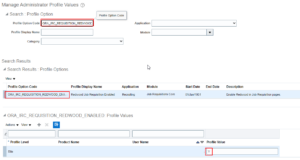 Fig 5: Requisition Redwood Profile Option